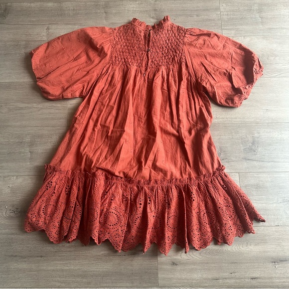 EUC Love The Label Lillian puff-sleeved mini dress - size medium - rusted red - Picture 4 of 8